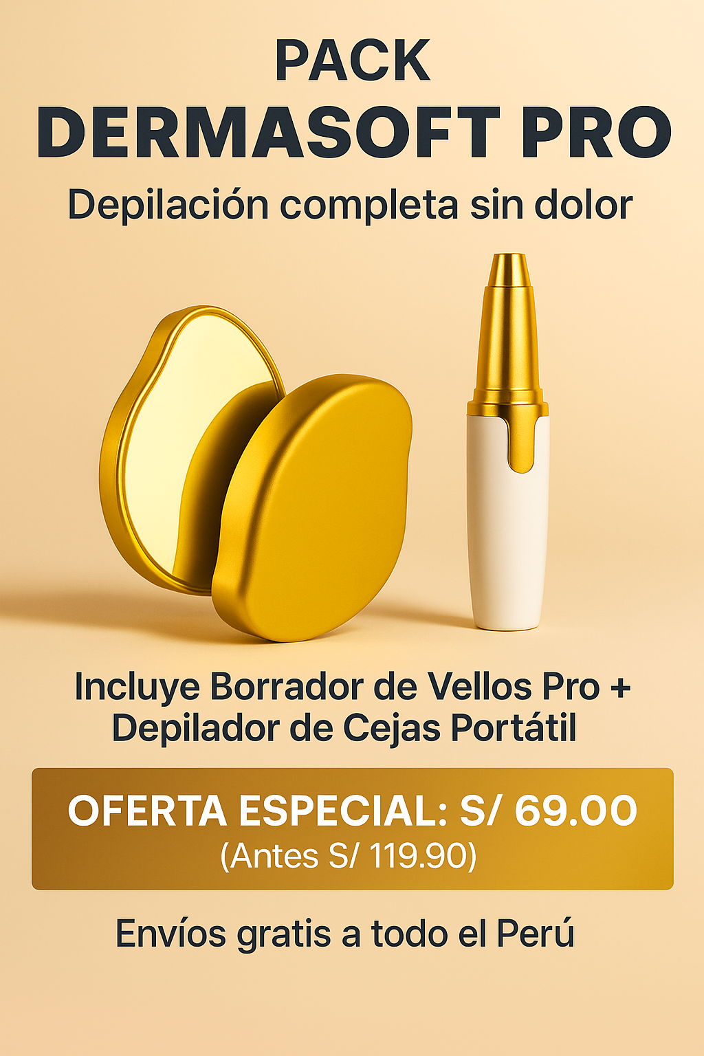BORRADOR DE VELLO DERMASOFT + DEPILADOR DE CEJAS PORTATIL